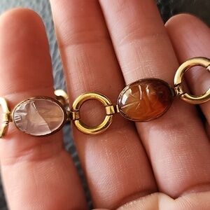 VTG Gold Filled Multi-Color Gemstone Scarab Bracelet